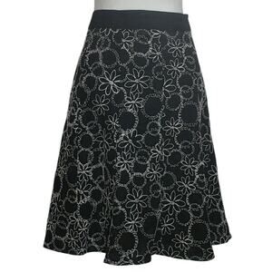 Christopher & Banks Linen Blend Midi Skirt Size 12 Embroidered Coastal Casual